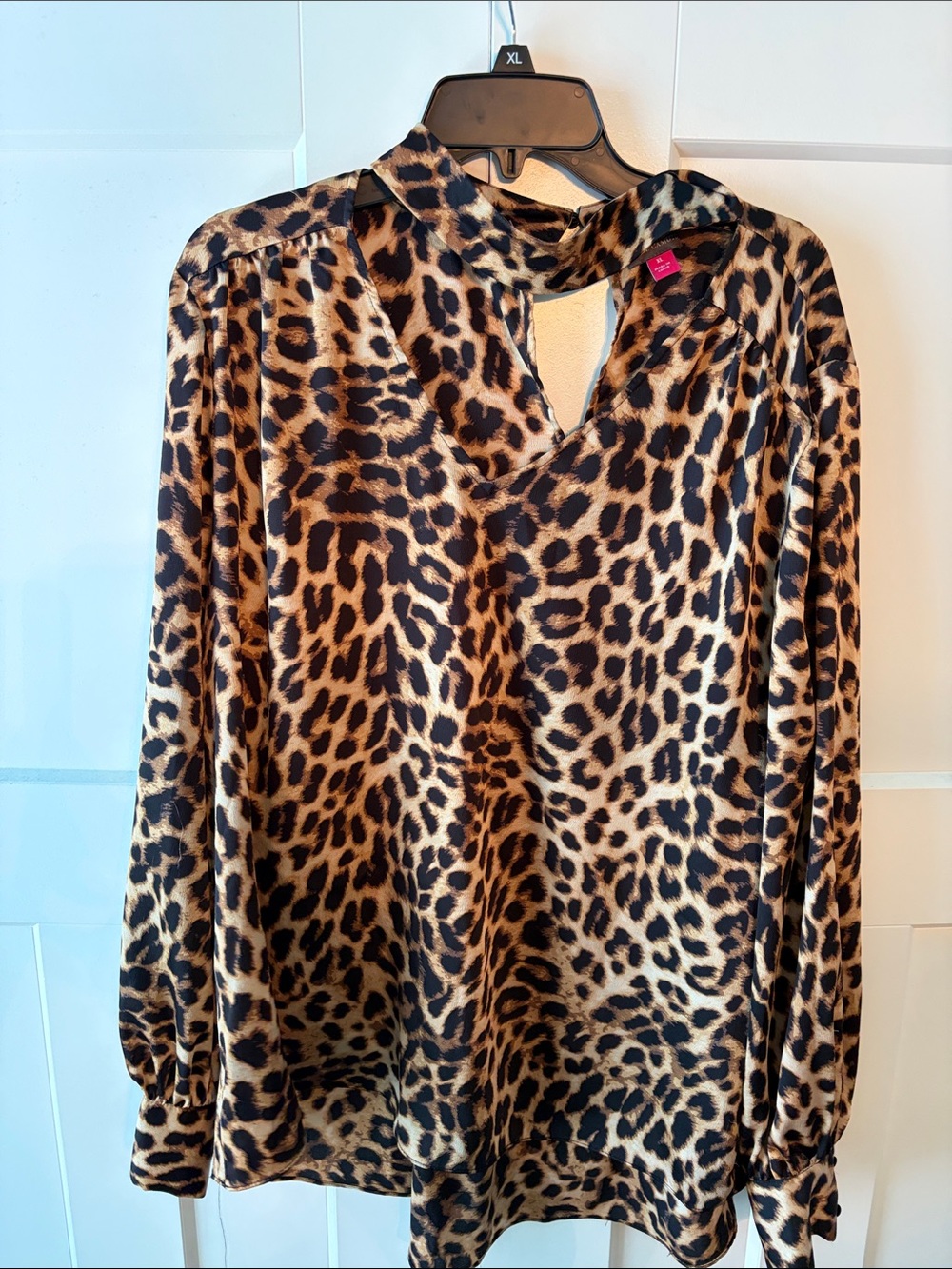 H&M Leopard Print V-Neck Long Sleeve Blouse - Brown/Black